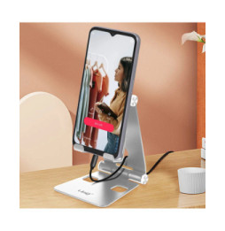 LinQ Mini Support Bureau Pliable Argent pour Smartphone,