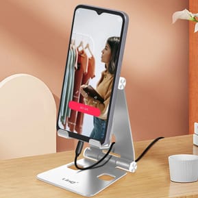 LinQ Mini Support Bureau Pliable Argent pour Smartphone, — image 5