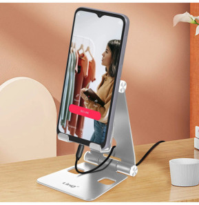 LinQ Mini Support Bureau Pliable Argent pour Smartphone,