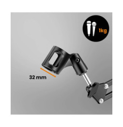 LinQ Support Micro Bras de Suspension Articulé Fixation Bureau Pliable Noir