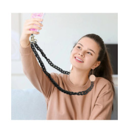 Moxie Bijou de Téléphone Chaîne Grosse Maille 120cm Série Ibiza Noir