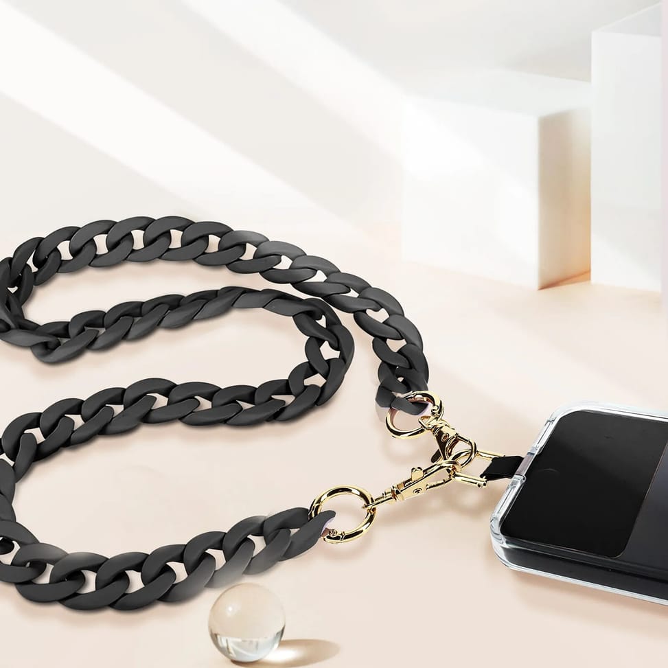 Moxie Bijou de Téléphone Chaîne Grosse Maille 120cm Série Ibiza Noir — image 4