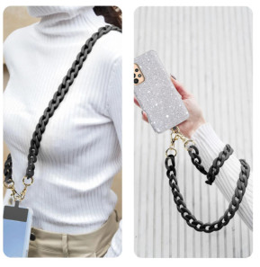 Moxie Bijou de Téléphone Chaîne Grosse Maille 120cm Série Ibiza Noir