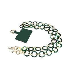 Moxie Bijou Téléphone Chaîne Grosse Maille 120cm Série Athena Vert et doré