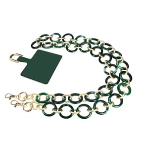 Moxie Bijou Téléphone Chaîne Grosse Maille 120cm Série Athena Vert et doré