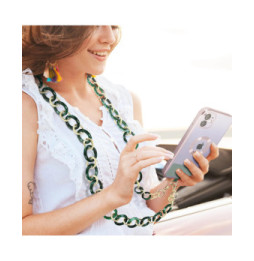 Moxie Bijou Téléphone Chaîne Grosse Maille 120cm Série Athena Vert et doré