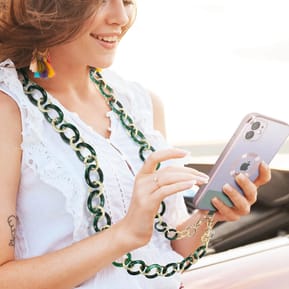 Moxie Bijou Téléphone Chaîne Grosse Maille 120cm Série Athena Vert et doré — image 3