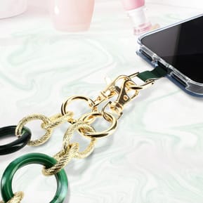 Moxie Bijou Téléphone Chaîne Grosse Maille 120cm Série Athena Vert et doré — image 4