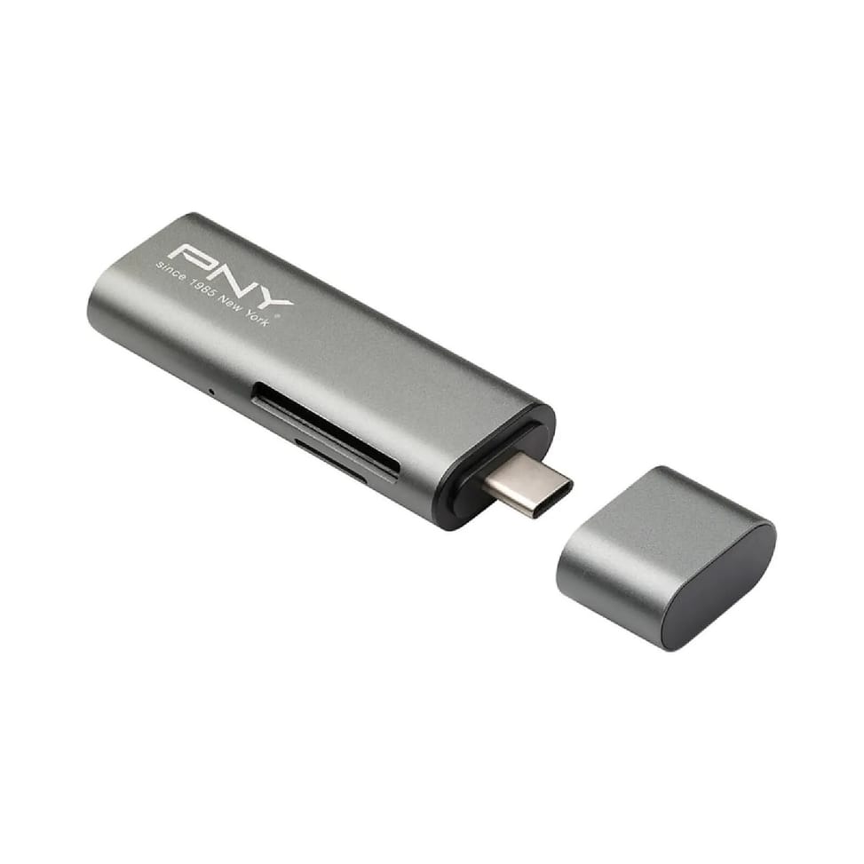 PNY Lecteur de Carte Mémoire USB-C 3.1 et Adaptateur USB Gris — image 1