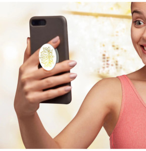 PopSockets Pop Grip pour Smartphones avec Logo Golden Prana Gén 2 Dorée