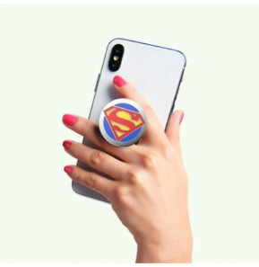 PopSockets Pop Grip pour Smartphones Enamel Superman Fonction Stand Rouge