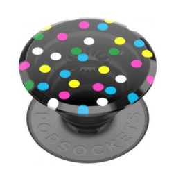 PopSockets Pop Grip pour Smartphones Premium au Design Points Disco Noir transparent