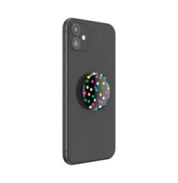 PopSockets Pop Grip pour Smartphones Premium au Design Points Disco Noir transparent