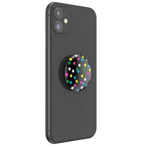 PopSockets Pop Grip pour Smartphones Premium au Design Points Disco Noir transparent