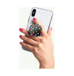 PopSockets Pop Grip pour Smartphones Premium au Design Points Disco Noir transparent