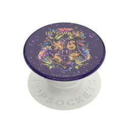 PopSockets Pop Grip pour Smartphones Standard Design Hogwarts Floral Pailletés Blanc