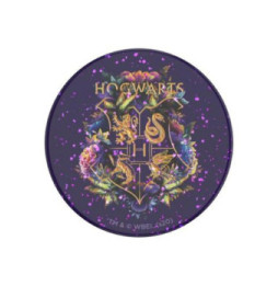 PopSockets Pop Grip pour Smartphones Standard Design Hogwarts Floral Pailletés Blanc