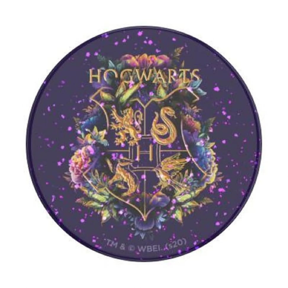 PopSockets Pop Grip pour Smartphones Standard Design Hogwarts Floral Pailletés Blanc — image 2