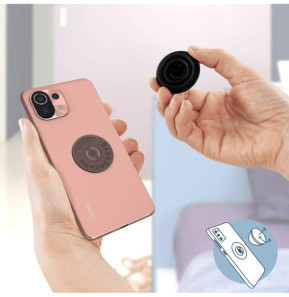 PopSockets Pop Grip pour Smartphones Standard Design Smoke Noir transparent