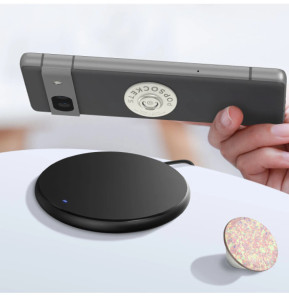 Popsockets PopGrip Confetti Iridescent pour Smartphone Bague et Support Universel Rose