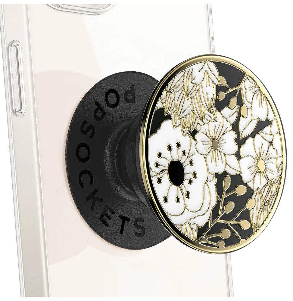 Popsockets PopGrip Enamel Wild Flowers Poignée Maintien Support Fixation adhésive Noir