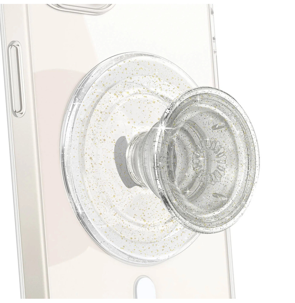 Popsockets PopGrip MagSafe Clear Glitter Maintien et Support Polyvalent Transparent