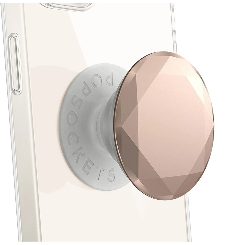 Popsockets PopGrip Metallic Diamond Poignée Maintien Support Fixation adhésive Rose Champagne