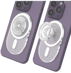 Popsockets PopGrip pour iPhone Fixation Magnétique, Bague et Support Universel Argent