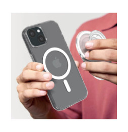 Popsockets PopGrip pour iPhone Fixation Magnétique, Bague et Support Universel Argent