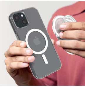 Popsockets PopGrip pour iPhone Fixation Magnétique, Bague et Support Universel Argent