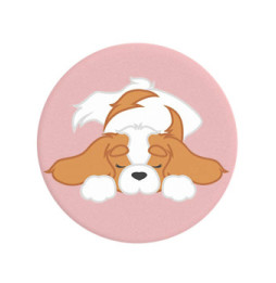 Popsockets PopGrip Pupper Napper pour Smartphone, Bague et Support Universel Blanc / Rose
