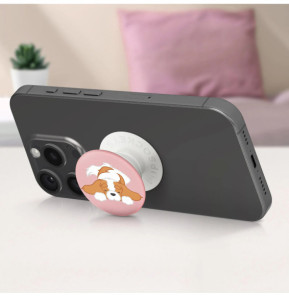 Popsockets PopGrip Pupper Napper pour Smartphone, Bague et Support Universel Blanc / Rose