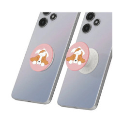 Popsockets PopGrip Pupper Napper pour Smartphone, Bague et Support Universel Blanc / Rose