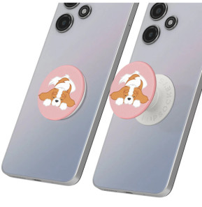 Popsockets PopGrip Pupper Napper pour Smartphone, Bague et Support Universel Blanc / Rose
