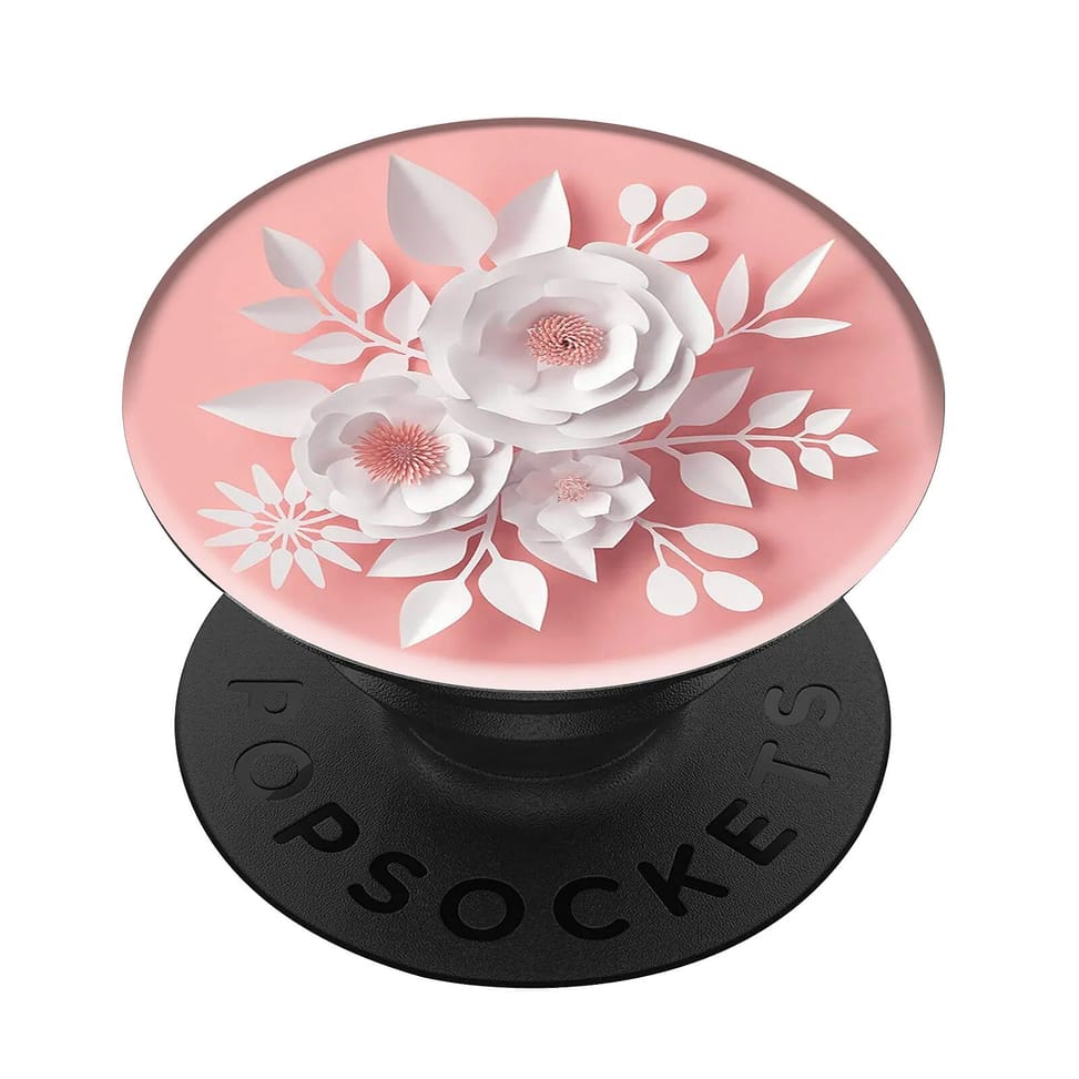 Popsockets PopGrip Smartphone Maintien Support Vidéo Design Fleur Rose et Blanc — image 1