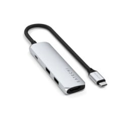 Satechi Hub USB-C Slim Multiport 4-in-1 4K Power Delivery 100W Argent