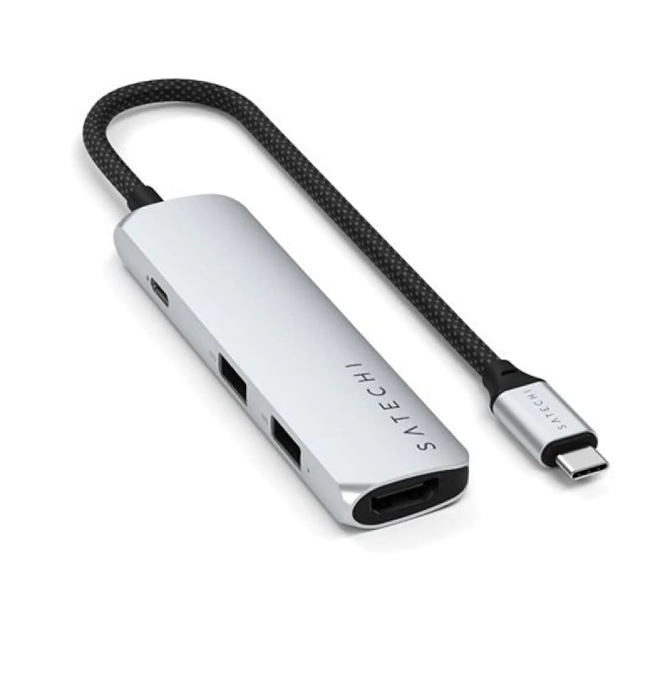 Satechi Hub USB-C Slim Multiport 4-in-1 4K Power Delivery 100W Argent