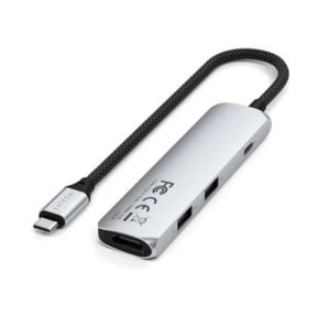 Satechi Hub USB-C Slim Multiport 4-in-1 4K Power Delivery 100W Argent