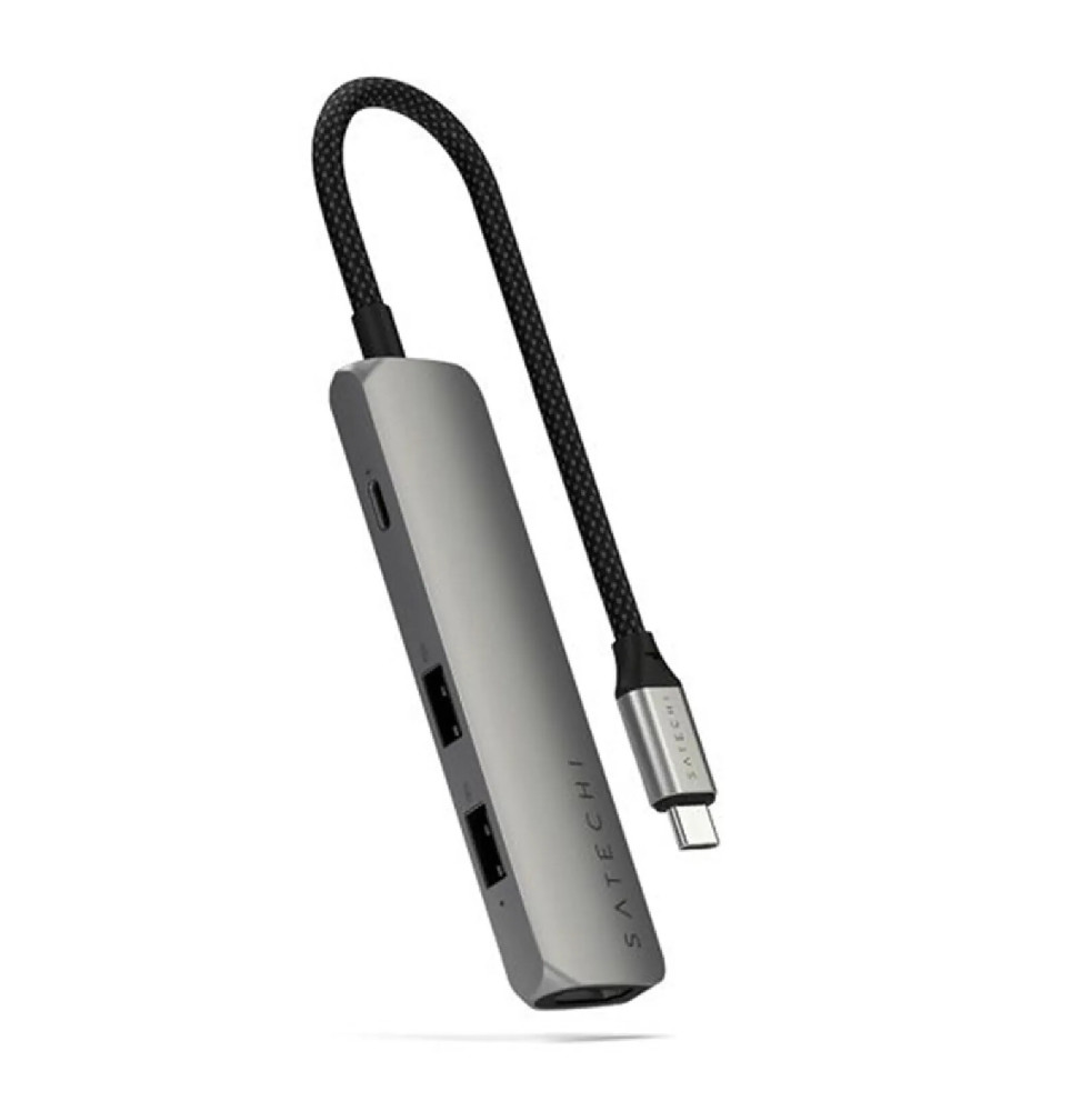 Satechi Hub USB-C Slim Multiport 4-in-1 4K Power Delivery 100W Gris