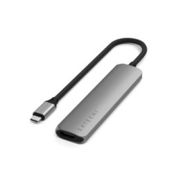 Satechi Hub USB-C Slim Multiport 6-in-1 4K Power Delivery 100W Gris