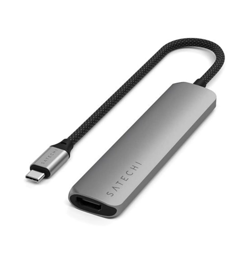 Satechi Hub USB-C Slim Multiport 6-in-1 4K Power Delivery 100W Gris