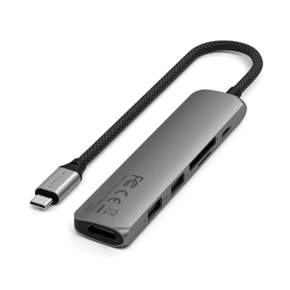 Satechi Hub USB-C Slim Multiport 6-in-1 4K Power Delivery 100W Gris — image 2