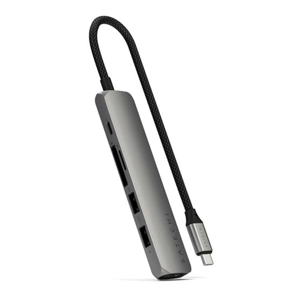 Satechi Hub USB-C Slim Multiport 6-in-1 4K Power Delivery 100W Gris — image 4