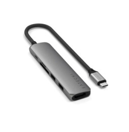 Satechi Hub USB-C Slim Multiport 6-in-1 4K Power Delivery 100W Gris