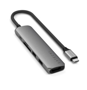 Satechi Hub USB-C Slim Multiport 6-in-1 4K Power Delivery 100W Gris
