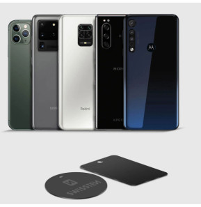 Swissten 2x Plaques Métalliques Smartphone Adaptateur Support Magnétique Noir