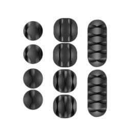 Swissten Lot de 10 Clips de Rangement Câbles avec Autocollant 3M Puissant Noir