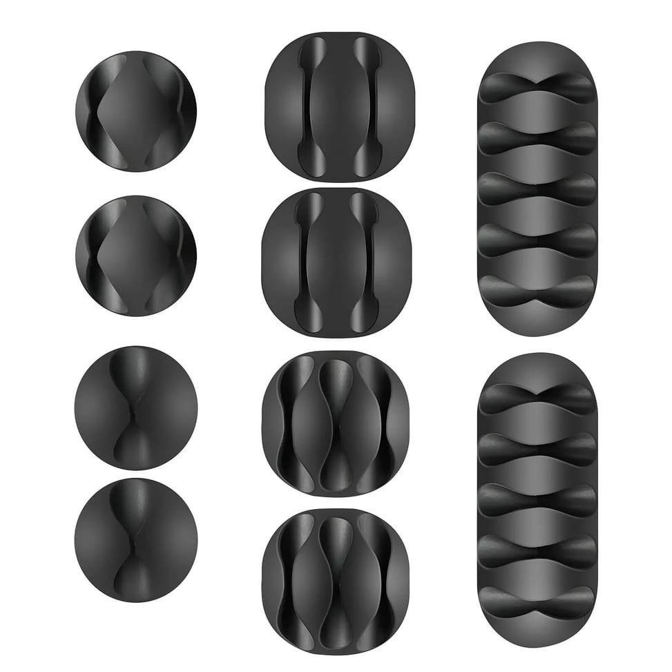 Swissten Lot de 10 Clips de Rangement Câbles avec Autocollant 3M Puissant Noir — image 2