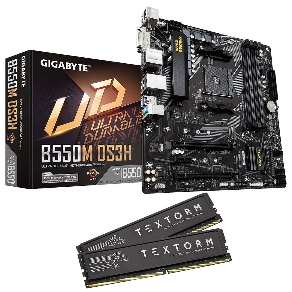 Gigabyte B550M DS3H + Textorm 16 Go (2 x 8 Go ) DDR4 3600 MHz CL18 — image 1
