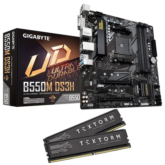 Gigabyte B550M DS3H + Textorm 16 Go (2 x 8 Go ) DDR4 3600 MHz CL18